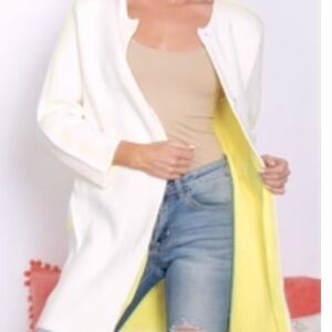 Vibrant White and Yellow Coat- M